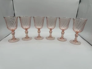 Juego de 8 copas de vidrio de agua óptica remolino rosa rosalino Luminarc France Arcoroc - Imagen 1 de 10