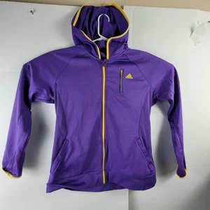 Adidas ClimaWarm Herren XL Full Zip Hoodie Lila Gelb Logo Sportjacke - Bild 1 von 10