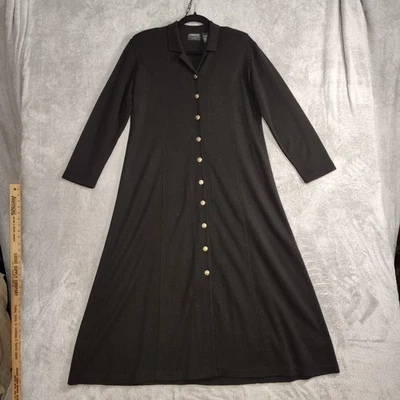 Liz Claiborne Gold Button Dress PL Large Wool Blend Stretch Knit Office Classic - Image 1 of 4