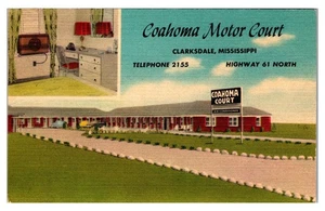 CLARKSDALE, MISSISSIPPI - COAHOMA MOTOR COURT - ALTE LEINENPOSTKARTE - Bild 1 von 2