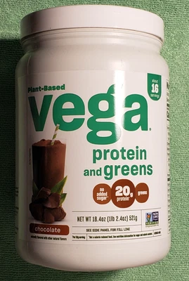 VEGA - Proteínas y Verdes - A Base Vegetal - 18,4 oz - Chocolate - Caduca 7/2027 Foto 1 de 4