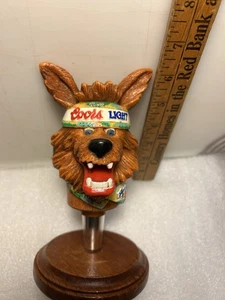 1992 COORS LIGHT BEER WOLF WITH HEADBAND AND BANDANA draft beer tap handle USA - Picture 1 of 21