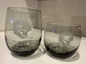 RARE 1970’s NFL DALLAS COWBOYS SMOKY HIGHBALL GLASSES - Picture 1 of 2