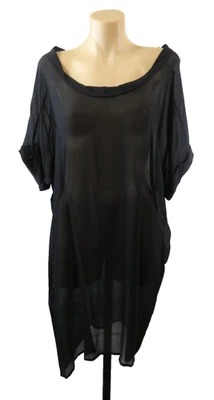 NWT Gold Hawk Size L  14 Dress Tunic Black Silk Sheer Short Sleeves Layer Gothic - image 1 of 4