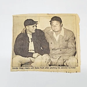 John Vander Meer Meets Babe Ruth Newspaper Clipping - Picture 1 of 14