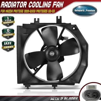 Left Side Engine Cooling Fan Assembly for Mazda Protege 1999-2003 Protege5 02-03 - Image 1 of 4