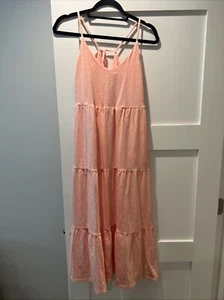 NWT Old Navy Women’s Sleeveless Tiered Cotton Midi Dress Adjustable Peach Medium - Picture 1 of 5