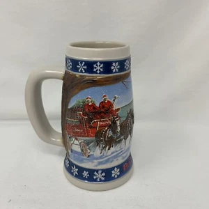 Vintage 1995 Budweiser Christmas Beer Stein Clydesdale Holiday Mug - Picture 1 of 9