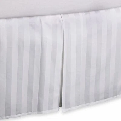 WAMSUTTA DAMASK STRIPE 500 Thread Count Twin Bedskirt Pima Cotton Choose Color - Image 1 of 4