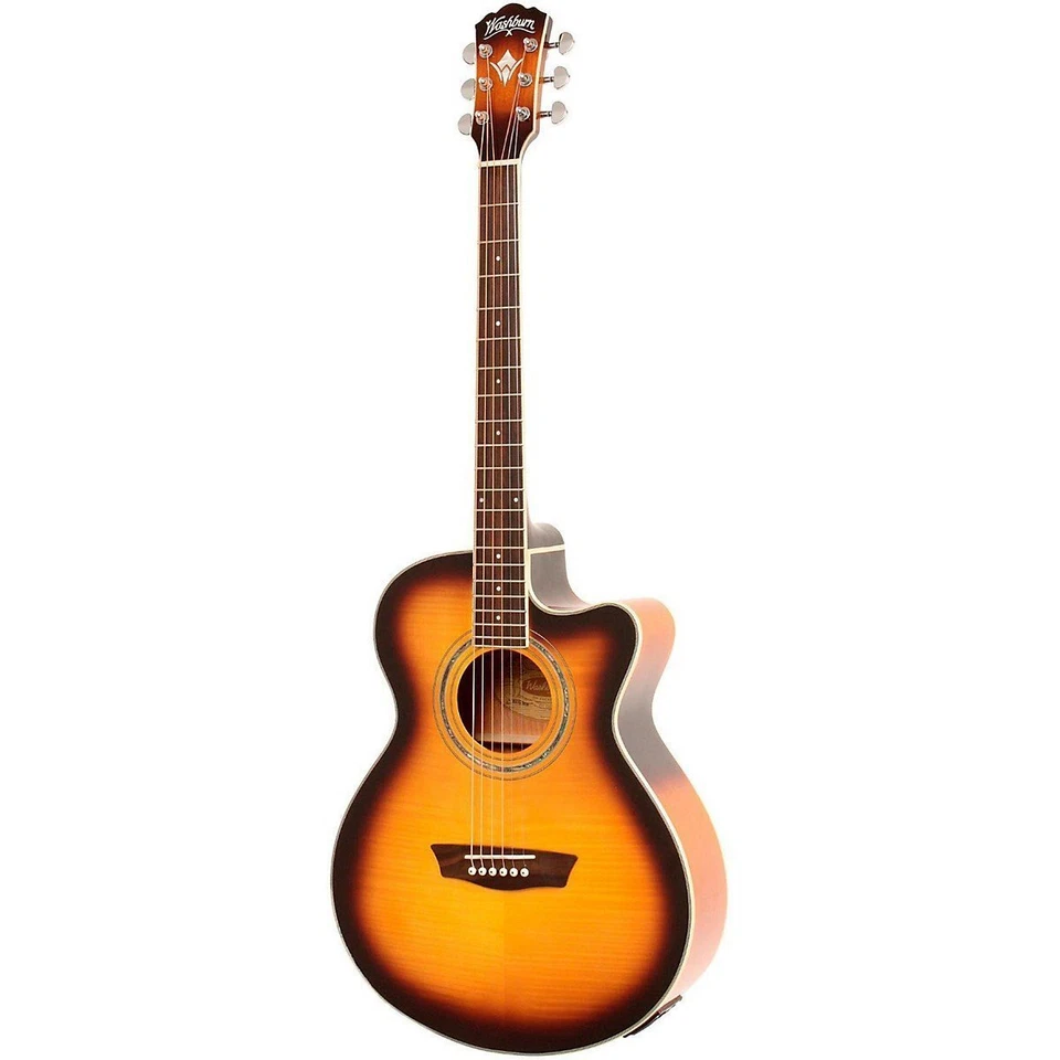 Washburn Ea15atb Tobacco Burst Mini Jumbo Acoustic Electric Guitar