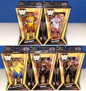Set of 5 Mattel WWE Elite Legends 24 Hulk Hogan Kurt Angle Jim Neidhart Faarooq - Picture 1 of 11