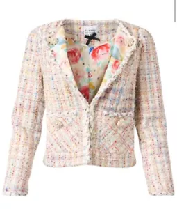 Giacca floreale multi tweed Edward Achour Paris taglia 36 US S - Foto 1 di 12