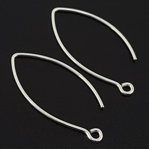 Earring Hooks Long Wire 28mm 925 Sterling Silver Findings For Jewellery Making - Picture 1 of 11