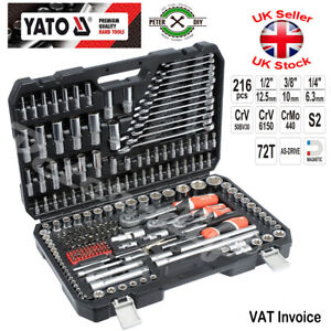SOCKET SET RATCHET Yato Professional 216 pcs 1/2 1/4 3/8 Tools Toolbox YT-38841