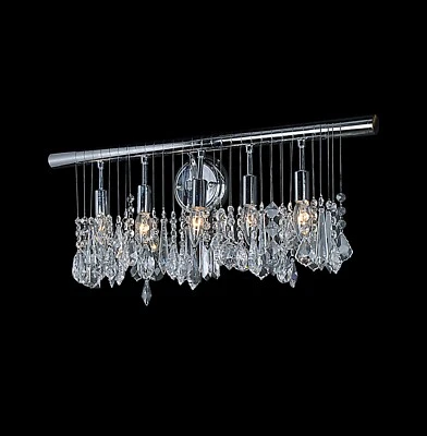 Nuevo Aplique de Pared de Cristal Contemporáneo 5 Luces Cromado W:24"xH:11"xE:6" Foto 1 de 2