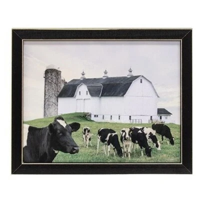 Lori Deiter - Grazing Cattle/Cow Barn Scene  9"x11"  Framed Print - Farm Life - Image 1 of 2