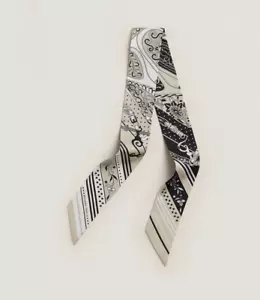 Neu Hermès Hermes Festival des Amazones Bandana Twilly Grège / Noir / Blanc - Bild 1 von 6