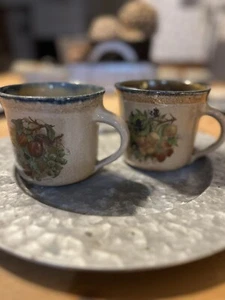 Monroe Pottery Mug Retired Stoneware Salt Works 4”T X 4”W  16oz VTG 2 Pc - Picture 1 of 9