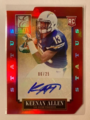 Keenan Allen AUTO~RC #/25 Elite Status Mirror Red 2013 Rookie Autograph Die-Cut - Image 1 of 2