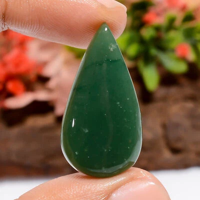 Authentic Green Aventurine Pear Shape Cabochon Loose Gemstone 21 Ct. 30X16X6 mm - Image 1 of 4