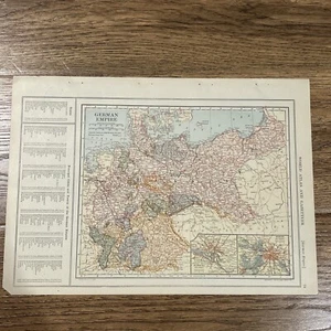 Antique Colorful 1917 Map Of The German Empire 11x15 Inches - Imagen 1 de 12