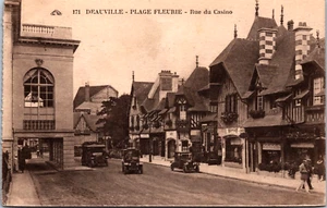 France Deauville Plage Fleurie Rue du Casino Vintage Postcard C015 - Picture 1 of 2