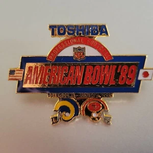 1989 NFL AMERICAN BOWL 49ers VS RAMS  ORIGINAL PINBACK( NEW IN PACKAGE)  - Picture 1 of 1