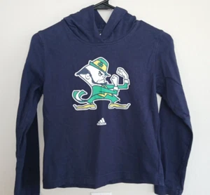 Adidas Boys Size L (14) Long Sleeve Hooded NOTRE DAME Fighting Irish Shirt - Picture 1 of 4