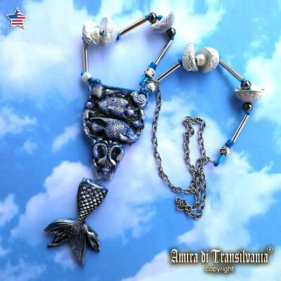 Mermaid Tail Jewelry Pendant Necklace Luxury Women Art Deco Siren Fish Pisces - Image 1 of 4