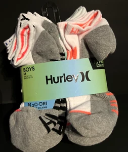 Boys Socks Shoe Size 5-7Y HURLEY BH00202 10PAIR WHITE NO SHOW Moisture Wicking - Picture 1 of 5