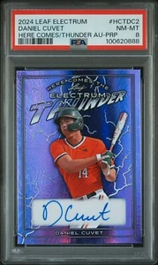 2024 Leaf Electrum AUTO Thunder Purple 1/25 DANIEL CUVET Miami Hurricanes PSA 8 - Picture 1 of 2