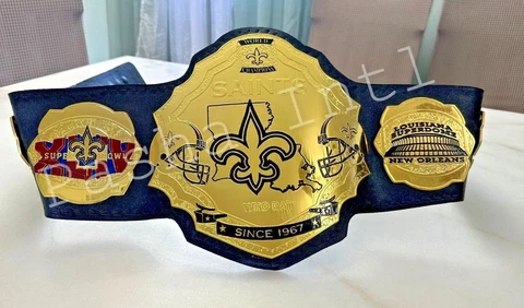 New Orleans Saints Championship Leather title belt Adult size 2mm 4mm Cover