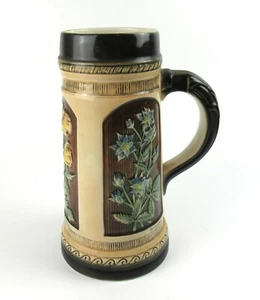 Sitzendorf Porzellan Krug Bierkrug Pflanzen Blumen Porcelain Beer Jug 21,5cm - Picture 1 of 6
