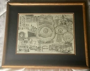 De colección 1984 Frmd John Powers Arte Tinta Dibujo Long Beach Departamento de Bomberos 21” x 17” 52/200 - Imagen 1 de 10