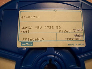 CANTIDAD (200) 4700pf 50V Y5V 0402 SMD CERÁMICA MLCC CONDENSADORES GRM36Y5V472Z50 MURATA - Imagen 1 de 1