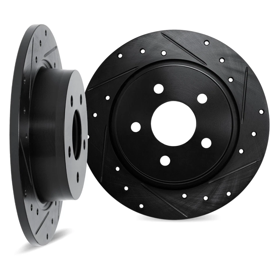 For BMW 735i 1985-1986 DFC Premium Drilled & Slotted Rear Brake Rotor Set — 第 1/3 张图片