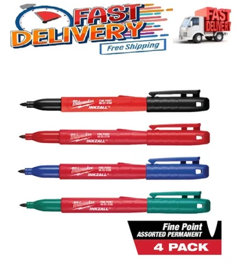 INKZALL Multi-Colored Fine Point Jobsite Permanent Markers (4-Pack) - Image 1 of 4