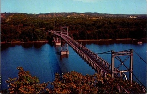 PONTE DI SOSPENSIONE Mississippi River IOWA Wisconsin Cartolina - Foto 1 di 2
