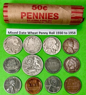 HUGE U.S. COIN COLLECTION LOT 60+ COINS INDIAN HEAD BUFFALO NICKEL STEEL PENNIES - Image 1 of 4