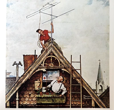 Nuevo set de televisión Norman Rockwell vintage 1990 impresión de libro a doble cara Foto 1 de 4