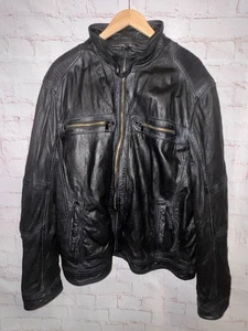 C&A Lamm Nappa Lederjacke Bikerjacke schwarz leichter Used Look Grösse XXL - Bild 1 von 6