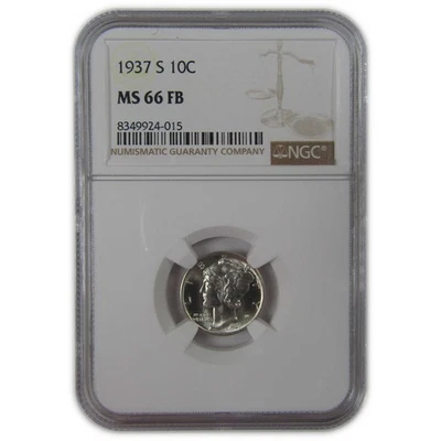 1937 S Mercury Dime MS 66 FB NGC Silver Uncirculated SKU:I23200 - Image 1 of 4