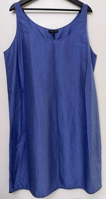 Vestido sin mangas Eileen Fisher azul periwinkle 100 % seda tafetán talla XL Foto 1 de 4
