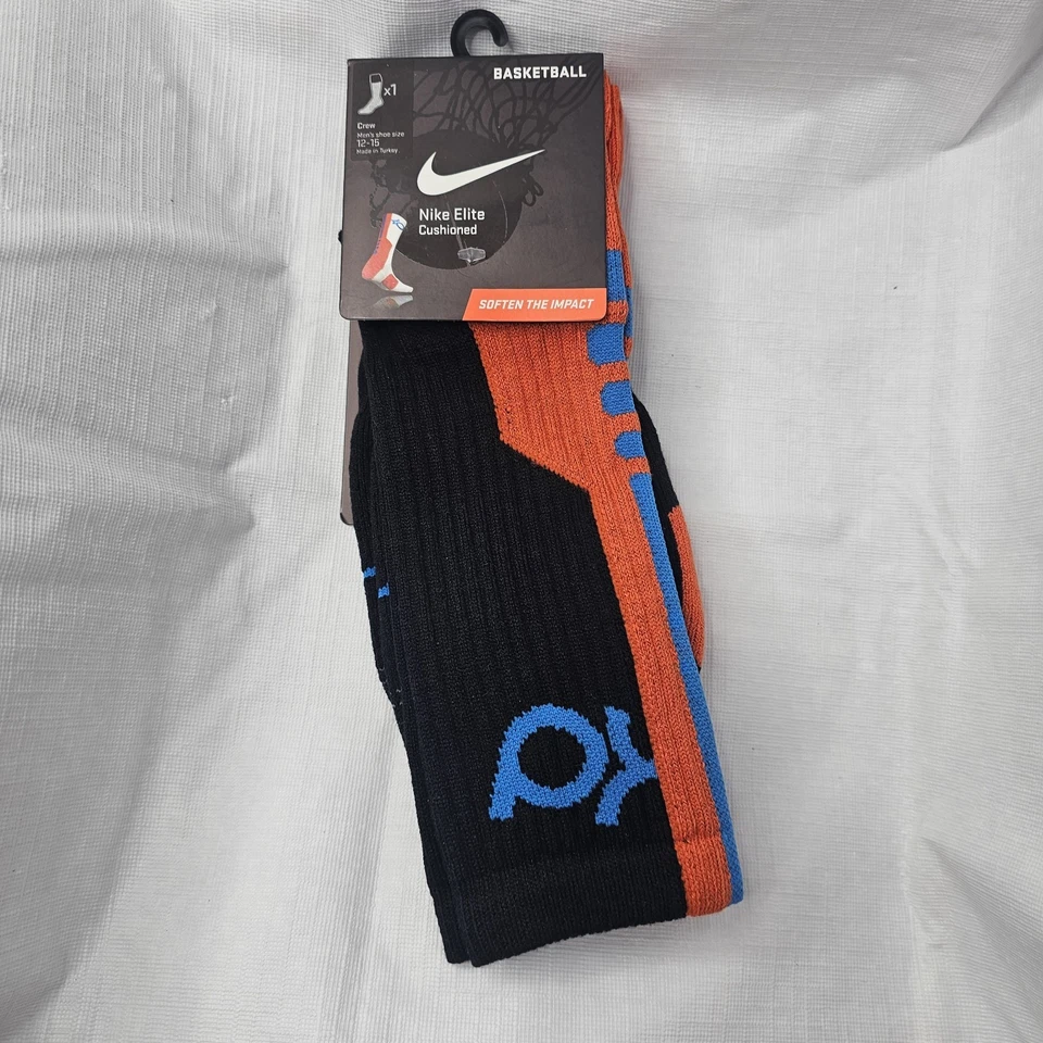 Calcetines KD para Hombres XL 12-15 Nike Elite Acolchados Kevin Durant Baloncesto Negro/Naranja Foto 1 de 4