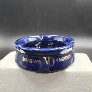 Seagrams VO Canadian Whiskey Cobalt Blue Ceramic Ashtray - Picture 1 of 6