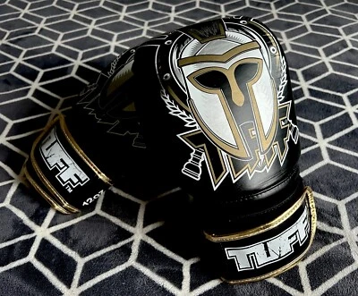 TUFF Boxing Muay Thai MMA Kickboxing Gladiator Black Boxing Gloves (12 oz) - Image 1 of 2