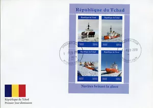 Chad 2019 FDC Icebreakers 4v M/S Cover Boats Ships Nautical Stamps - Picture 1 of 1