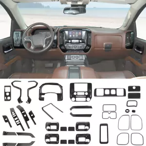 33X Carbon Fiber Center Cover Trims Kit For Chevy Silverado GMC Sierra 2014-2017 - Picture 1 of 17