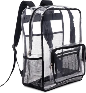 Clear Backpack Heavy Duty, Large, Black - Picture 1 of 12