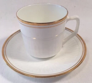 DEMITASSE cup & saucer Queen Anne Bone China INDIA White Gold - Picture 1 of 8